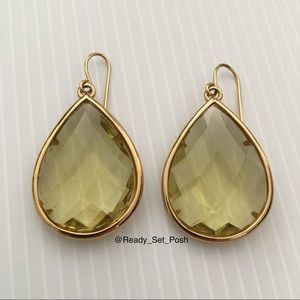 C Wonder crystal teardrop dangling earrings gold toned